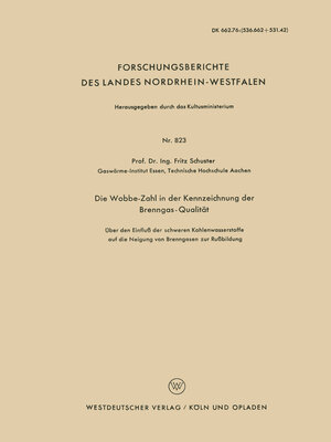 cover image of Die Wobbe-Zahl in der Kennzeichnung der Brenngas-Qualität